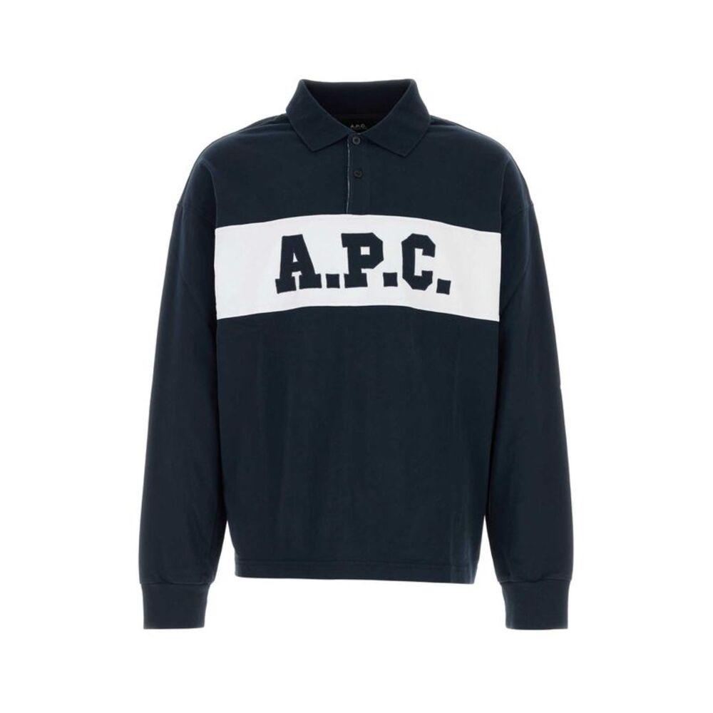 A.P.C. Men Navy Blue Cotton Oversize Alexis Polo Shirt